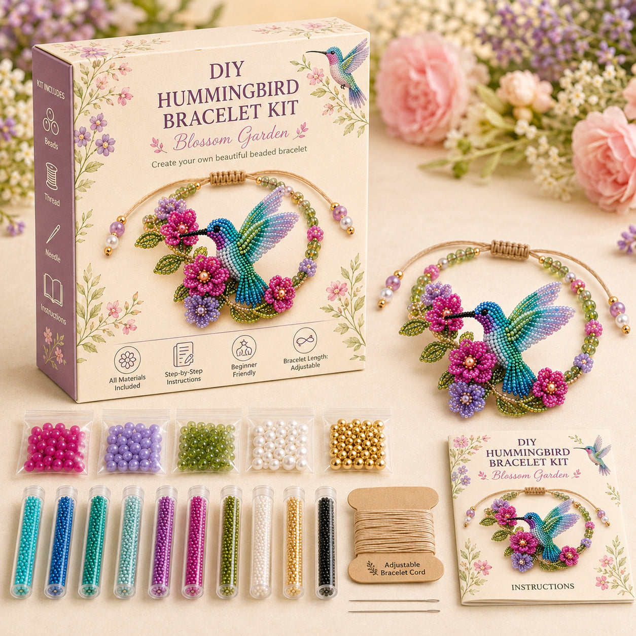 DIY Beaded Nature Bracelet Kit – Bird, Fox & Butterfly Bracelet Making Kit