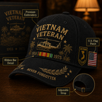 🇺🇸🎖️ Vietnam Veteran 1955–1975 Memorial Embroidered Cap