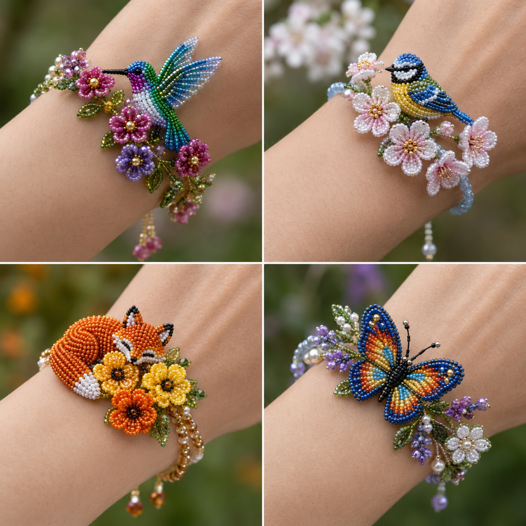 DIY Beaded Nature Bracelet Kit – Bird, Fox & Butterfly Bracelet Making Kit