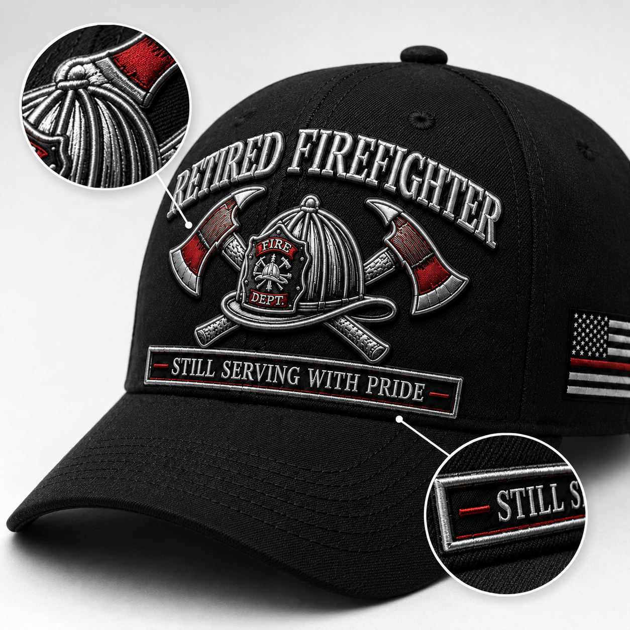 Retired Firefighter Embroidered Baseball Cap – Still Serving With Pride