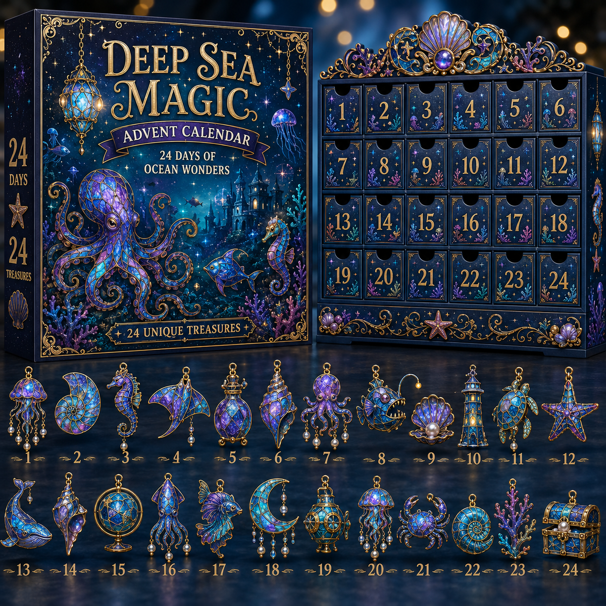 24 Days of Deep Sea Magic Advent Calendar – 24 Collectible Ocean Treasure Ornaments