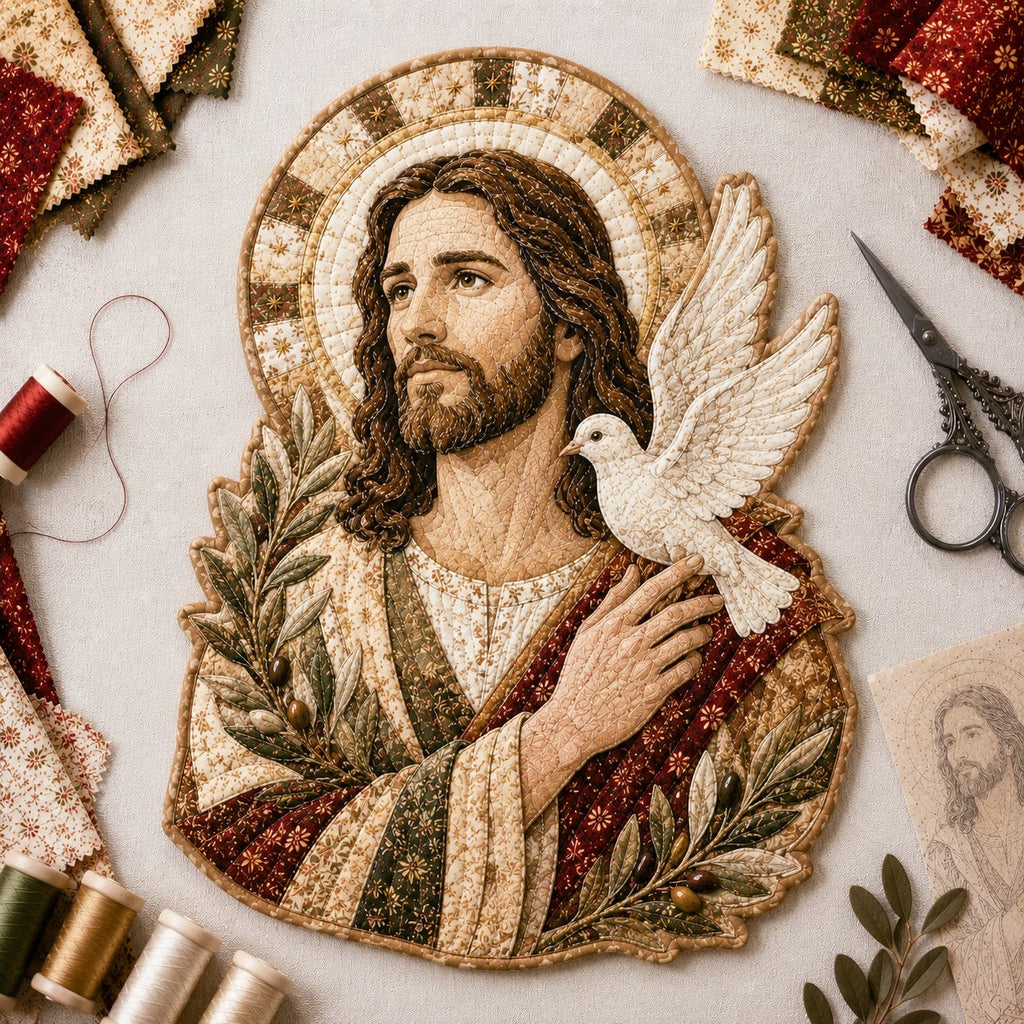✝️🧵 Premium Handmade Patchwork Jesus DIY Kit | High-Quality Layered Fabric with Stitched Details DIY Handmade Devotional Decor 🕊️✨