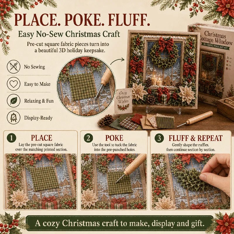 🎄🎅 Premium 3D Christmas Fabric Poke Art Kit
