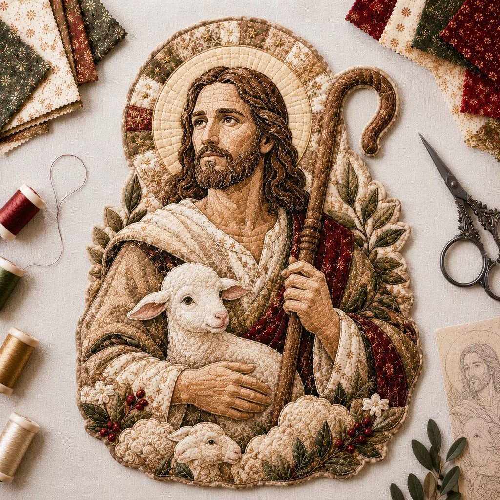 ✝️🧵 Premium Handmade Patchwork Jesus DIY Kit | High-Quality Layered Fabric with Stitched Details DIY Handmade Devotional Decor 🕊️✨