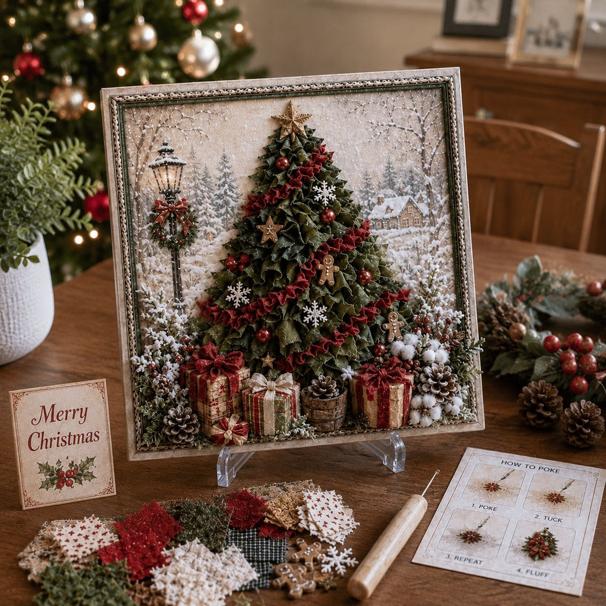 🎄🎅 Premium 3D Christmas Fabric Poke Art Kit