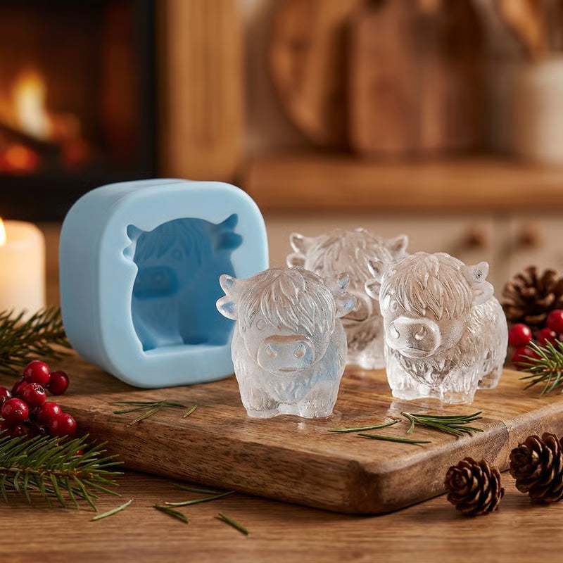 🐮 Mini Highland Cow Ice Cube Mold – Cute 3D Ice for Drinks, Parties & Gifts