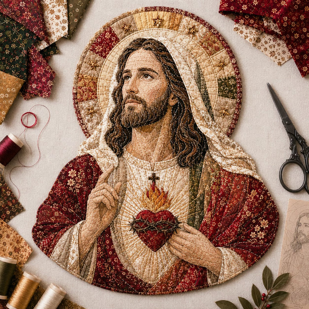 ✝️🧵 Premium Handmade Patchwork Jesus DIY Kit | High-Quality Layered Fabric with Stitched Details DIY Handmade Devotional Decor 🕊️✨