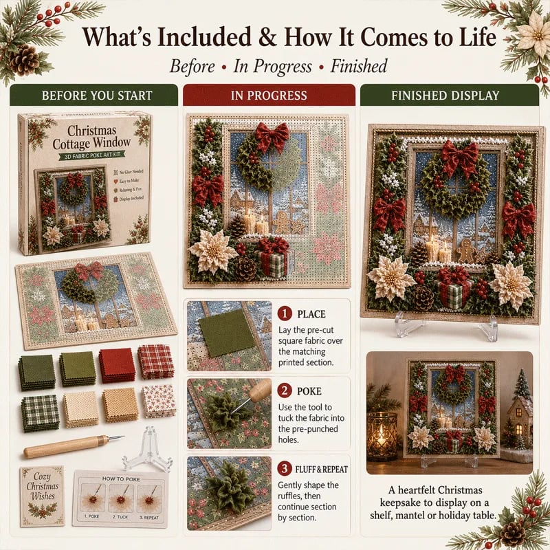 🎄🎅 Premium 3D Christmas Fabric Poke Art Kit