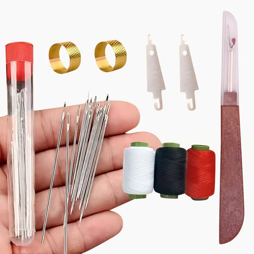 (🎁Last Day 49% OFF)🧵34PCS Big Eye Steel Needles Set - Long & Thin Handmade Quilting & Sewing Needles Kit for DIY Sewing Projects