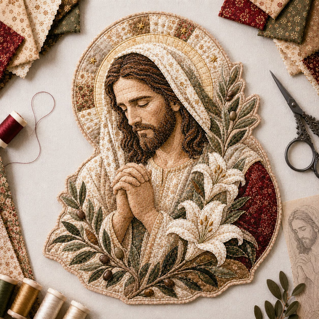 ✝️🧵 Premium Handmade Patchwork Jesus DIY Kit | High-Quality Layered Fabric with Stitched Details DIY Handmade Devotional Decor 🕊️✨
