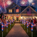 🎆US 8-in-1 Solar American Flag Lights – 8 Modes Patriotic Pathway Decor – IP65 Waterproof Garden Stakes for July 4th & Memorial Day ✨