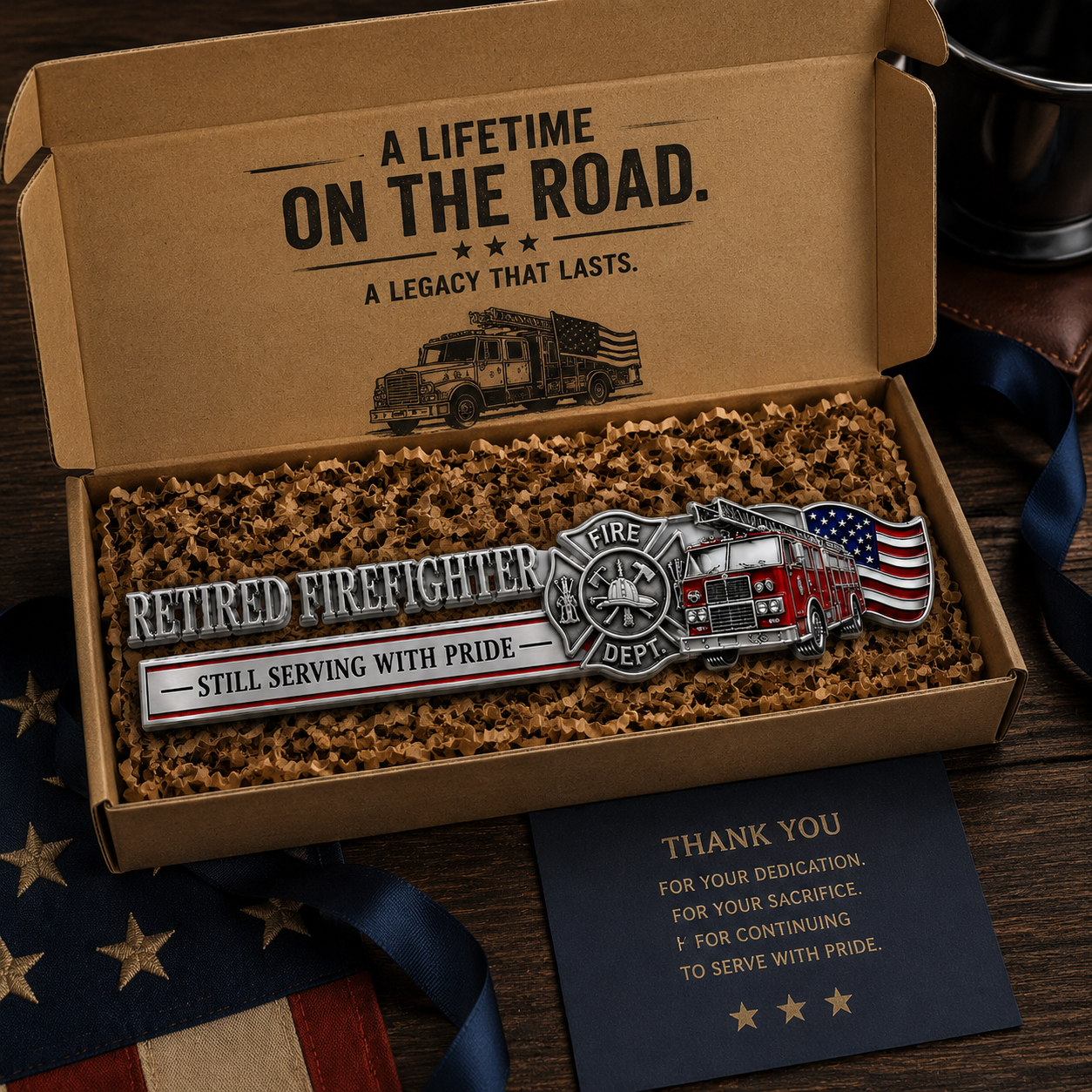 Retired Firefighter Pride Badge Decal – ‘Still Serving With Pride’ Truck & Car Emblem