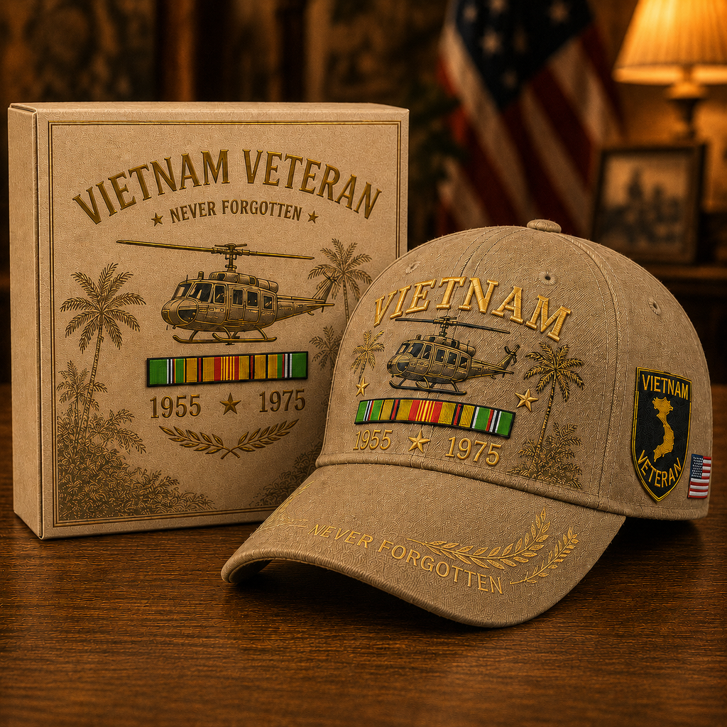 🇺🇸🎖️ Vietnam Veteran 1955–1975 Memorial Embroidered Cap