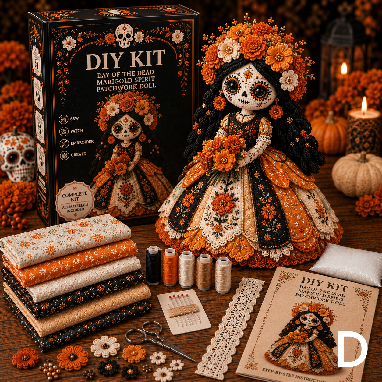 🔥50% Off Last Day-Day of the Dead Patchwork Doll DIY Kit