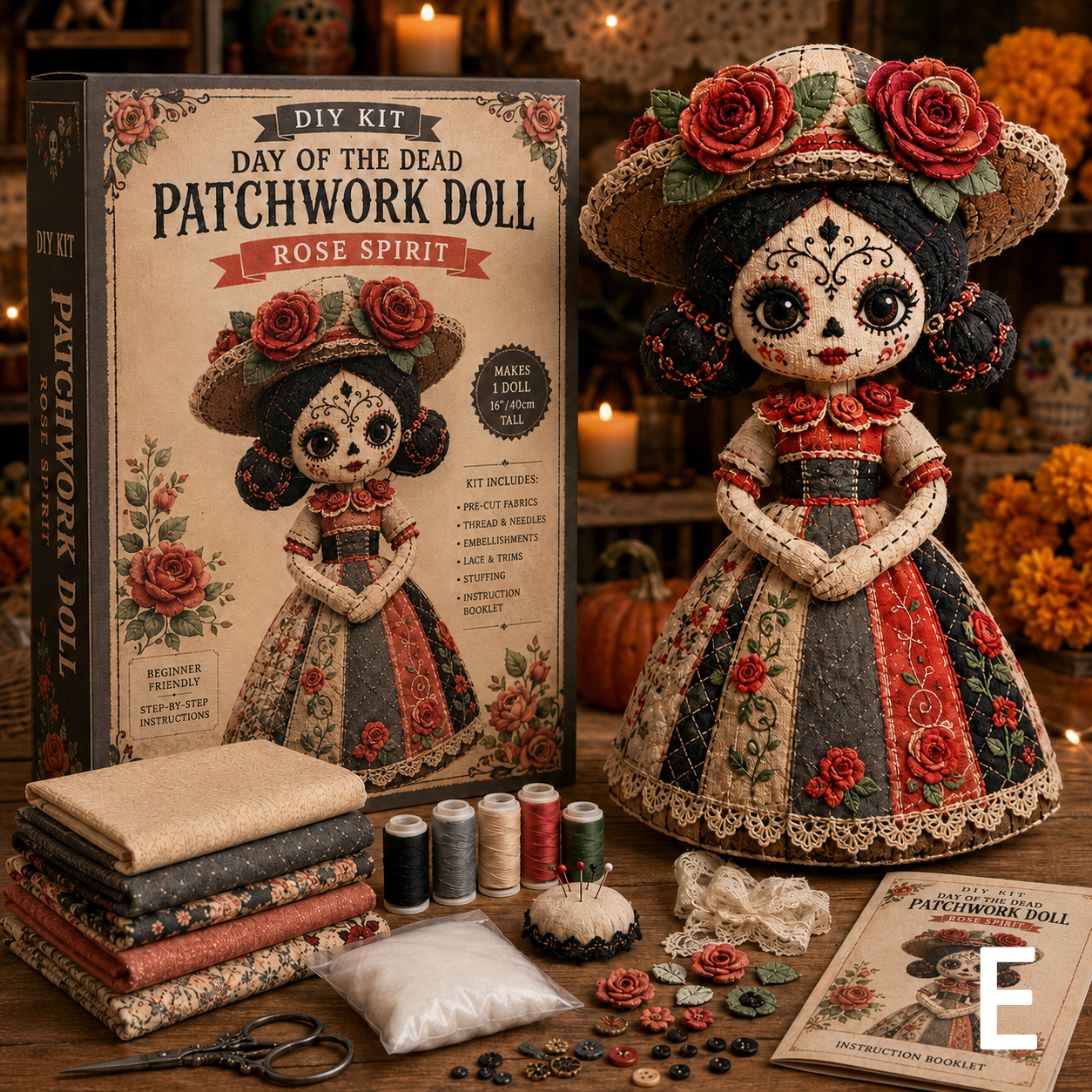 🔥50% Off Last Day-Day of the Dead Patchwork Doll DIY Kit