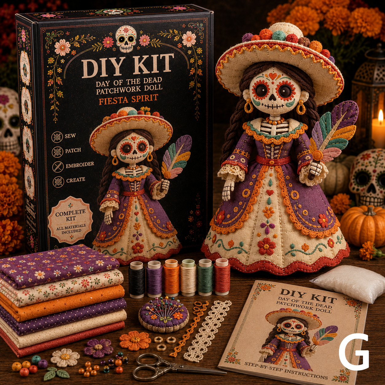🔥50% Off Last Day-Day of the Dead Patchwork Doll DIY Kit