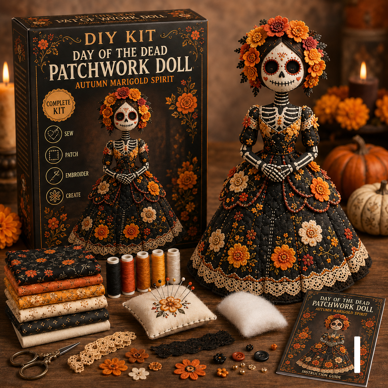 🔥50% Off Last Day-Day of the Dead Patchwork Doll DIY Kit