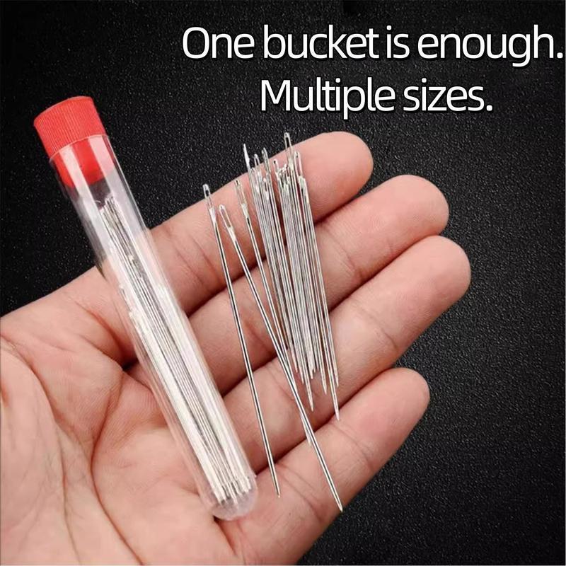 (🎁Last Day 49% OFF)🧵34PCS Big Eye Steel Needles Set - Long & Thin Handmade Quilting & Sewing Needles Kit for DIY Sewing Projects