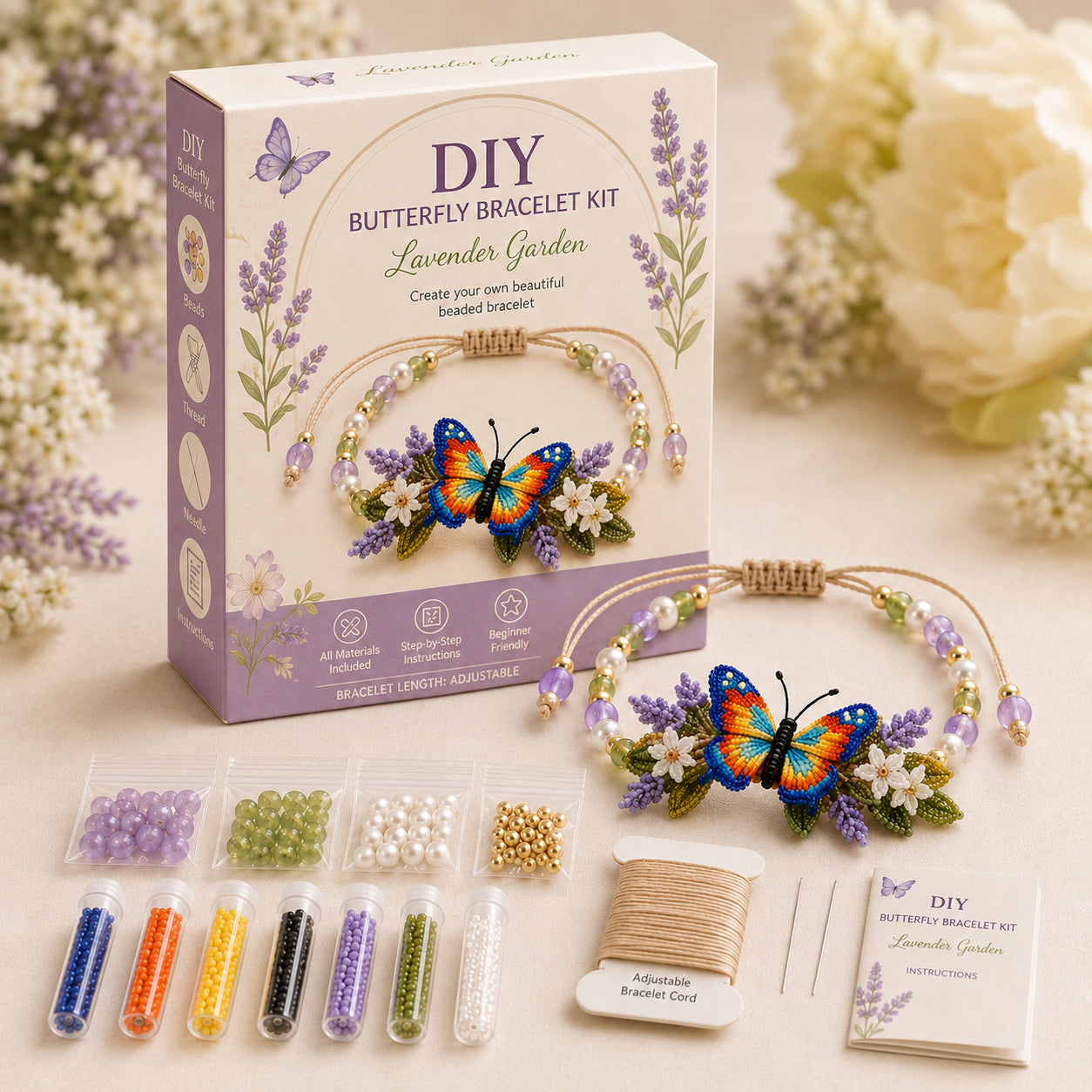DIY Beaded Nature Bracelet Kit – Bird, Fox & Butterfly Bracelet Making Kit