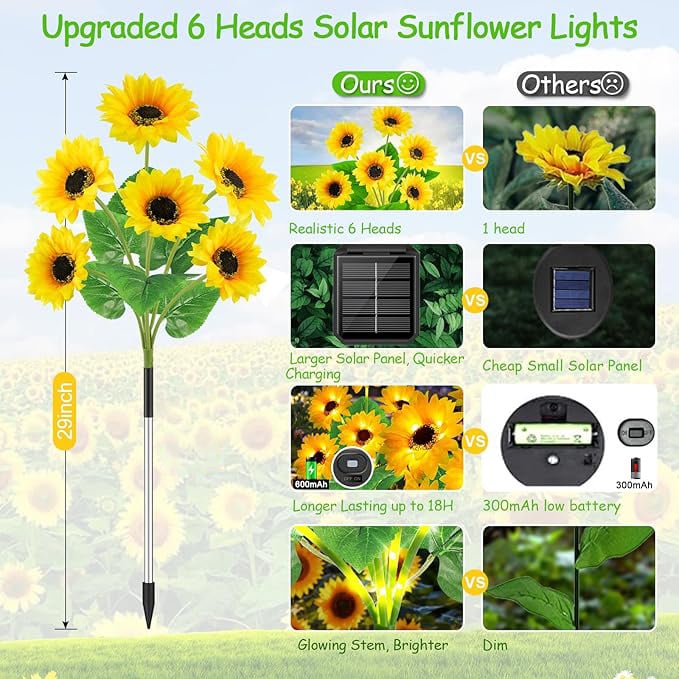 🌻Mother's Day Sale 49% OFF- 🌞Solar LED Sunflower Garden Lights-29.6inch/74cm