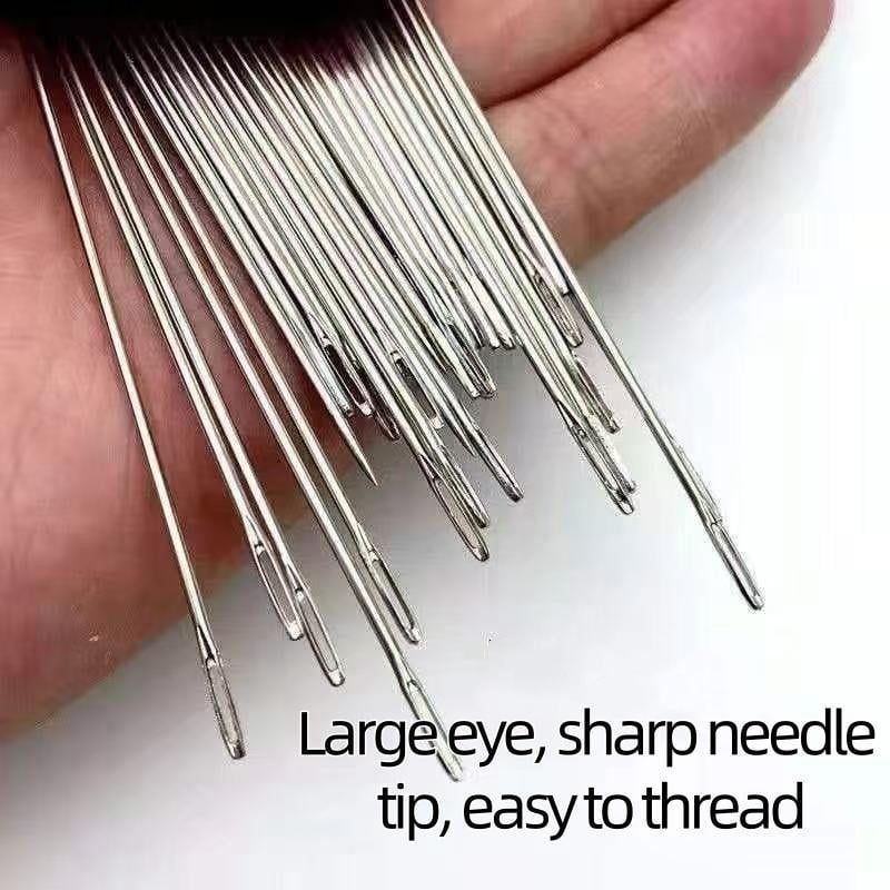 (🎁Last Day 49% OFF)🧵34PCS Big Eye Steel Needles Set - Long & Thin Handmade Quilting & Sewing Needles Kit for DIY Sewing Projects