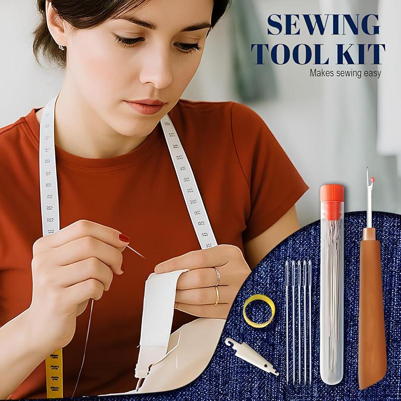 (🎁Last Day 49% OFF)🧵34PCS Big Eye Steel Needles Set - Long & Thin Handmade Quilting & Sewing Needles Kit for DIY Sewing Projects