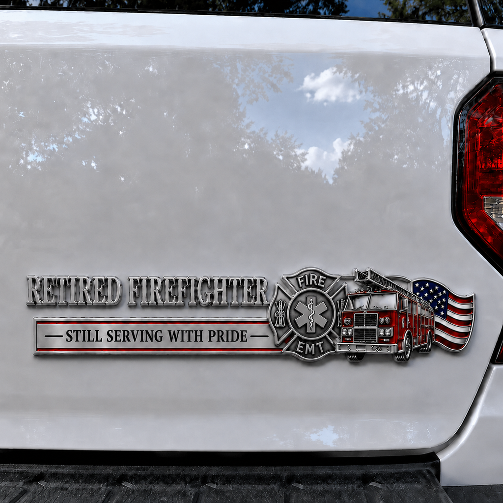 Retired Firefighter Pride Badge Decal – ‘Still Serving With Pride’ Truck & Car Emblem